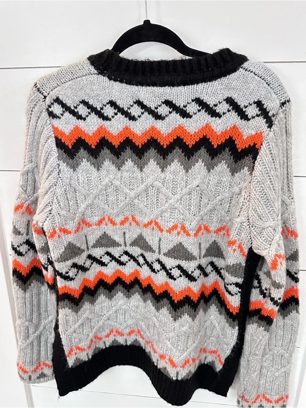 Magashoni L grey chunky fisherman cabin nordic cable knit sweater softcore - Picture 13 of 14